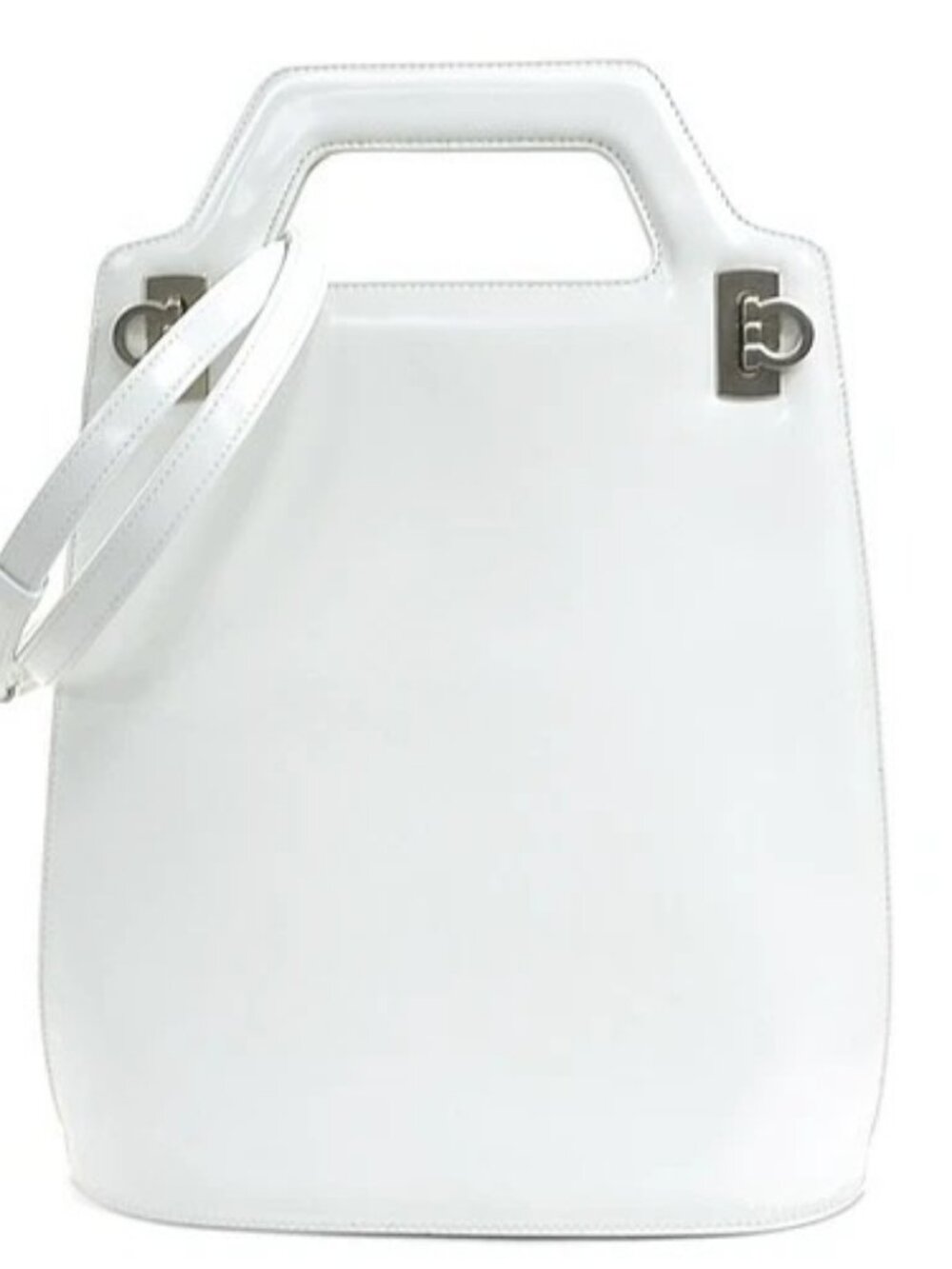 Auth Salvatore Ferragamo Gancini Handbag Shoulder Bag White Leather - e62224a